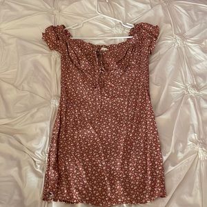 maroon floral mini dress